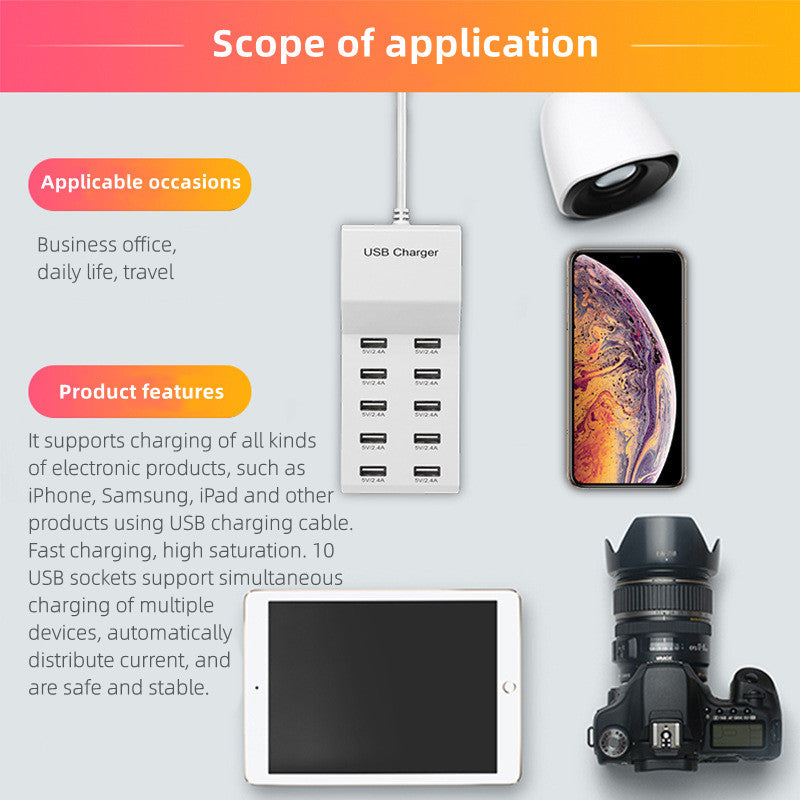 4/10-Ports USB Charging Station